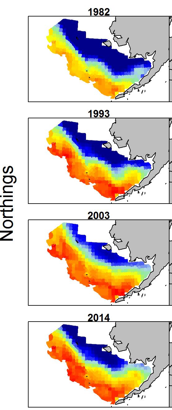 Effective area Index of abundance Arrowtooth flounder Eastern Bering Sea Arrowtooth flounder EBS Density-dependent habitat selection Do populations shrink their range when abundance is low?