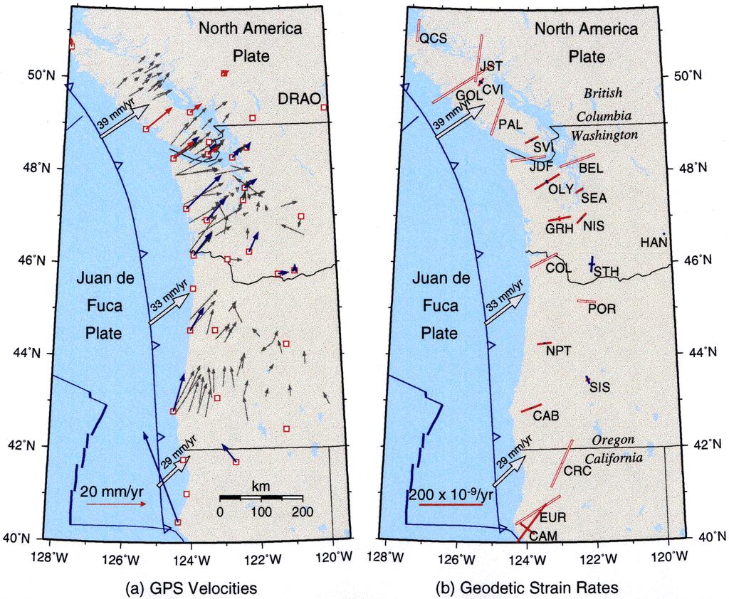 296 K. WANG et al.: CASCADIA 3-D VISCOELASTIC MODEL Fig. 1. (a) Summary of published GPS velocities in the Cascadia subduction zone.