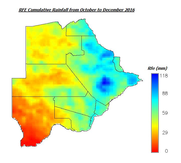 Even the departure from normal map in Fig 5b, shows the eastern half received a cumulative of the three months of above normal rains (green color) and the western half had below normal rains(yellow