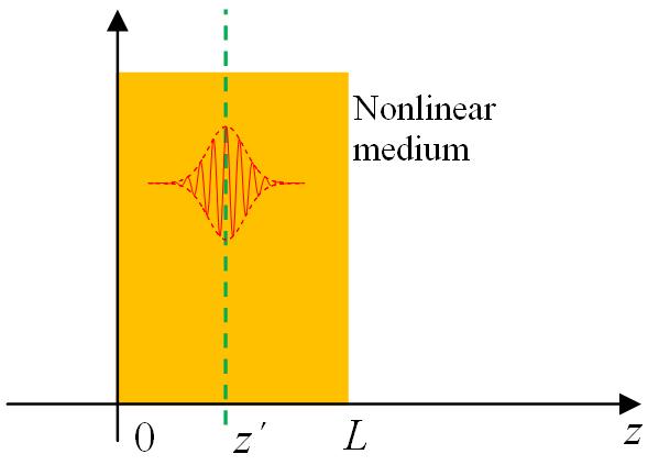 Supplementary Figure 1 Schematics of an optical pulse in a nonlinear medium.