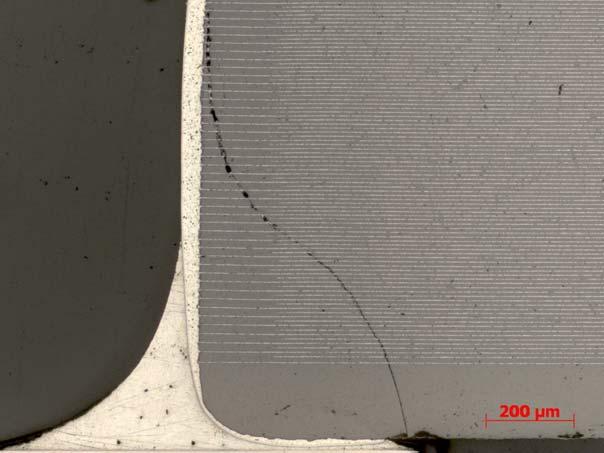 Figure 12: Optical micrograph of a cross-sectioned 0805 capacitor