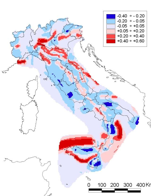 Comparison with the PGA map (return period, 2,475 years) The results of the MOS of Italy shaking parameters in terms of the PGA were compared with the 2% probability of exceedance in a 50 yr period