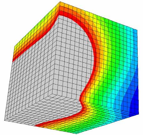 y z x z = B/2 Crack front z = 0 FIGURE 4. Three-dimensional view of the crack tip plastic zone (B = 2.5 mm).
