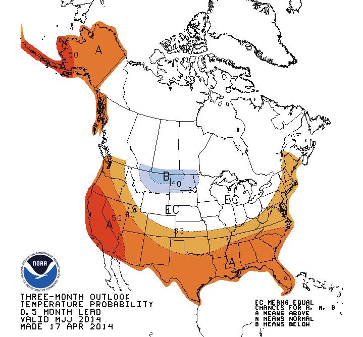 Three Month Precipitation and Temperature Probability Forecast Weather Outlook: May - July, 2014 Source: http://www.freshfromflorida.