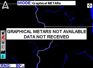 Messages GRAPHICAL METARS NOT AVAILABLE, DATA NOT RECEIVED If no valid METAR data is received a message such as that shown in Figure 61 will be displayed.