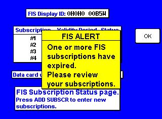FIS ALERT, ONE OR MORE FIS SUBSCRIP- TIONS HAVE EXPIRED.