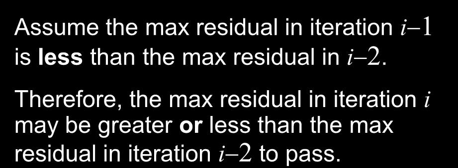 L4.19 Understanding the Warning Messages Divergence check in iteration i max Ru ( ) all dofs Assume the max residual in iteration i-1 is less than