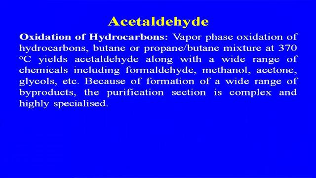 (Refer Slide Time: 44:25) Oxidation of the hydrocarbon, which I told you the vapor phase oxidation of the hydrocarbon, butane, propane, butane mixture