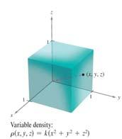 Center of Mass Consider a solid region Q whose density is given by the density function ρ.