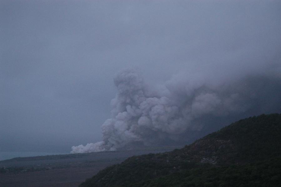 July 12th, 2003 - Dome collapse begins at 9 AM AST By sunset, pyroclastic flows are getting more energetic and now