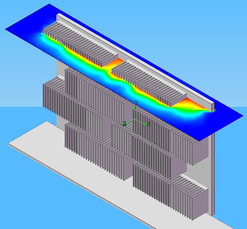 2.1 Simulation studies This new cooling concept has been simulated as a model with the whole profile length of 3 meters and in addition only as a section of 500mm in length to reduce computing time.