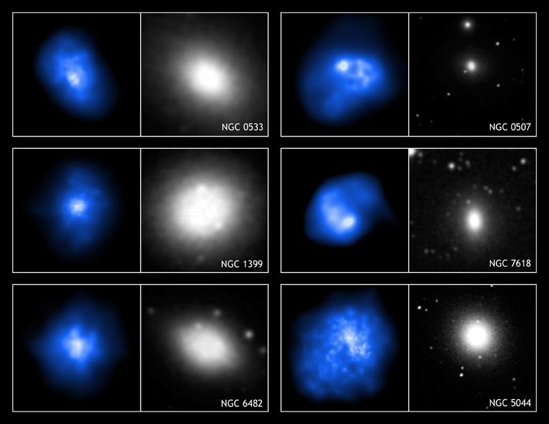 PARDON MY (HOT) GAS Chandra X-ray Observatory NASA X-rays are in left pane and optical at right.