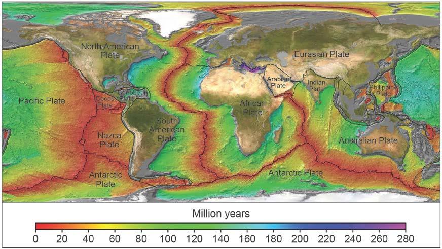 18 Figure 4 shows the age of areas of ocean floor. Figure 4 0 5.