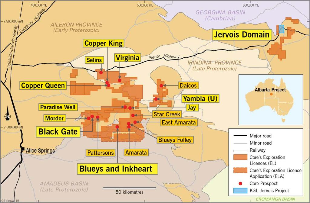 JERVOIS DOMAIN & ALBARTA PROJECT, NT STRONG COPPER AND BASE METAL PROSPECTIVITY IN THE EAST ARUNTA Multiple occurrences of copper &