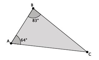 3. In the diagram below, line AB is parallel to line CD, i.e., L AB L CD. The measure of angle ABE = 56, and the measure of angle EDC = 22. Find the measure of angle BED.