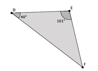 This is the correct measure for the angle because ABE and DFE are alternate interior angles of parallel lines. That means that the angles are congruent and have the same measure.