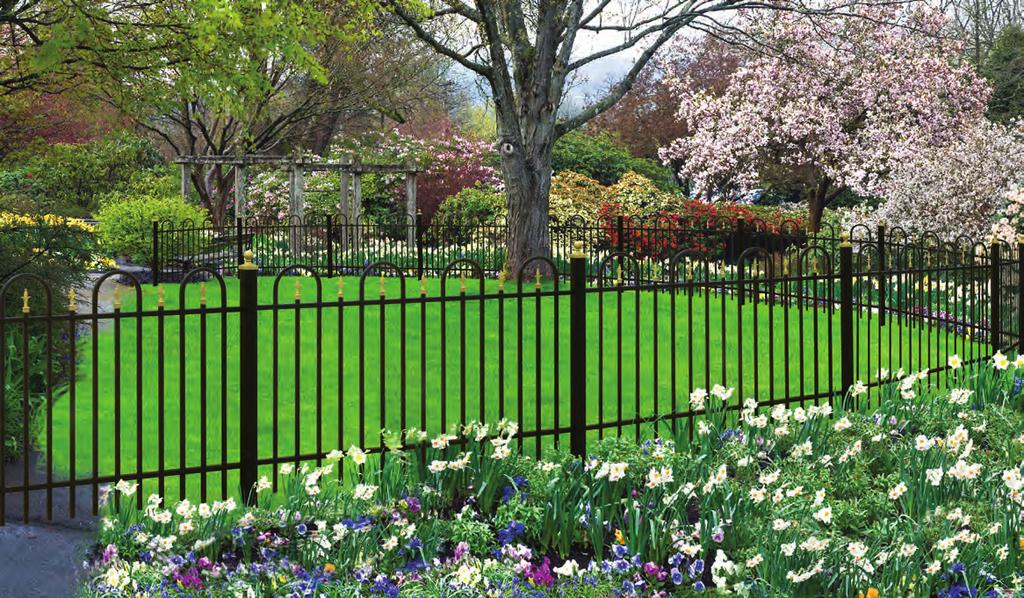 Arched Picket Aluminum Fence Systems Model 3124 Model 4124 Heights 36, 42, & 48 36, 42, & 48 Lengths 6 Sections (Sections Do Not Rack) 8 Sections (Sections Do Not Rack) Standard Finials Spear, Quad,