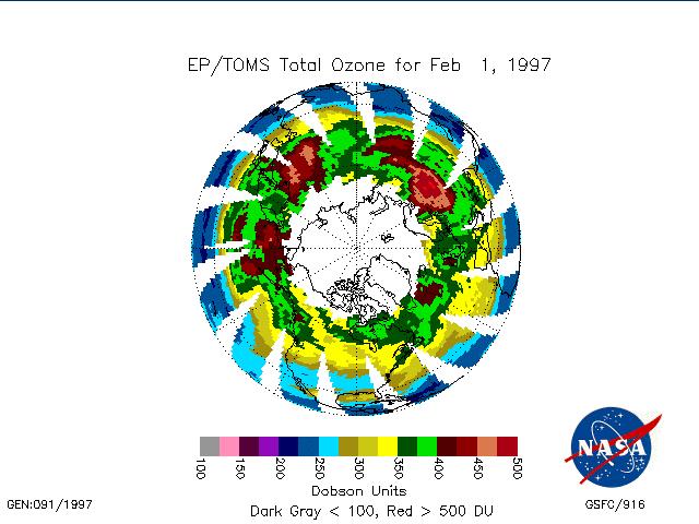 Animation of Arctic ozone depletion (Feb-Apr 1997) How large is the