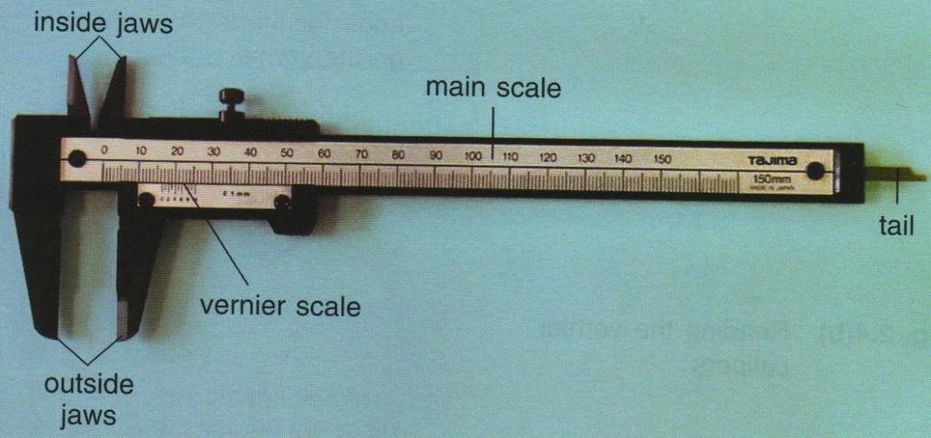 Vernier Caliper 0 measure short lengths with accuracy of 0.1 mm or 0.01 cm.
