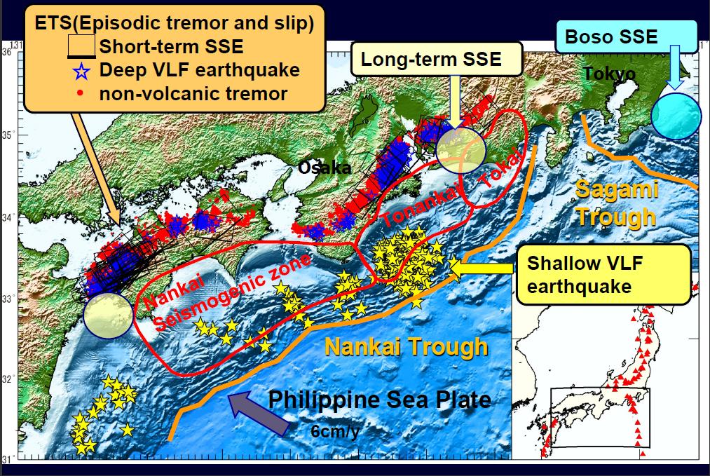 5.2. Central Japan, Boso Peninsula Slow slip events have been detected offshore Japan in a number of locations (Fig. 8).