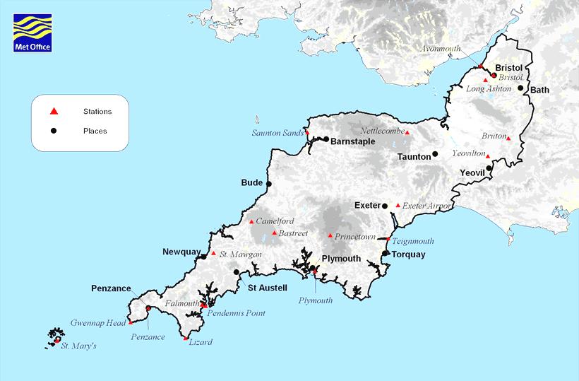 National Meteorological Library and Archive Fact sheet No. 7 Introduction The counties included in this area are Cornwall, Devon and Somerset together with the Isles of Scilly.