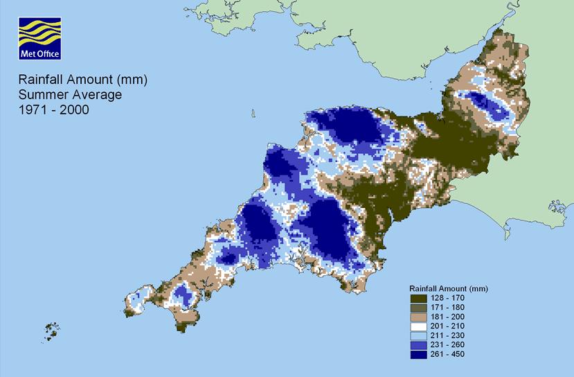 Figure 12. Map showing the 30-year (1971-2000) average spring rainfall amounts.