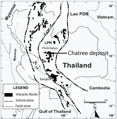 1 Introduction The Chatree deposit is located about 300km north of Bangkok (Fig. 1). The deposit is in the central part of the Loei-Phechabun-Nakhon Nayok Permo-Triassic volcanic belt (LPN).