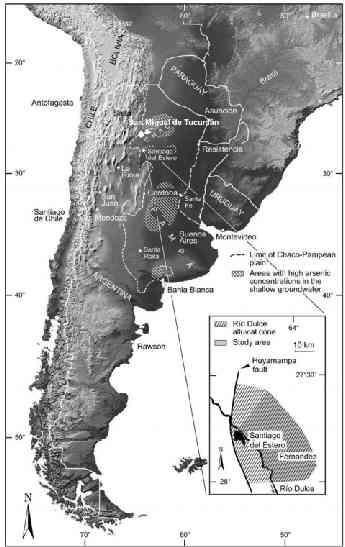 ARSENIC IN ARGENTINA In Argentina, > 1 million of people are exposed to risk linked to natural arsenic They depend on drinking water with over 0.05 mg/l arsenic (limit WHO 0.