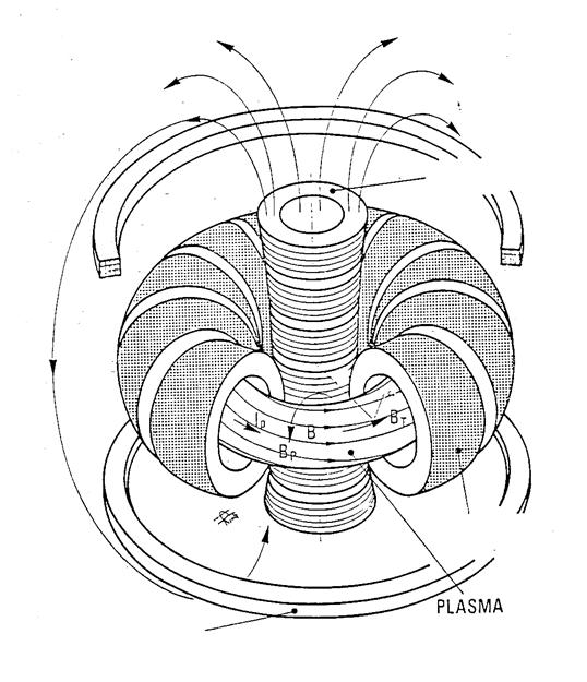 Magnetic Confinement of Fusion Plasmas: The charged particles, the ions and the electrons, are confined by the magnetic fields, the neutrons escape from the plasma volume.
