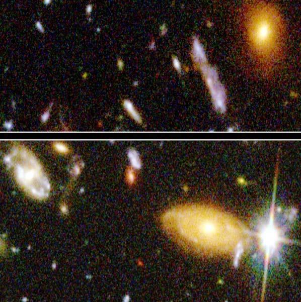 The finite speed of light means we see distant galaxies only