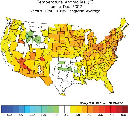 2000 2001 2002 2003 2004 2005 2006 2007 2008 2009 United States Annual Temperature Departure