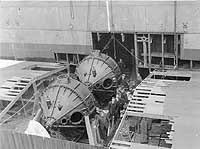 Gyroscopic stabilizers of USS Henderson, (battleship built 1917) A photographer has