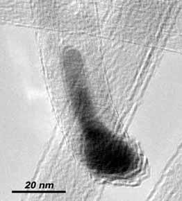 Figure 5: Transmission electron microscope results from an as-received multi-walled carbon nanotube sample.