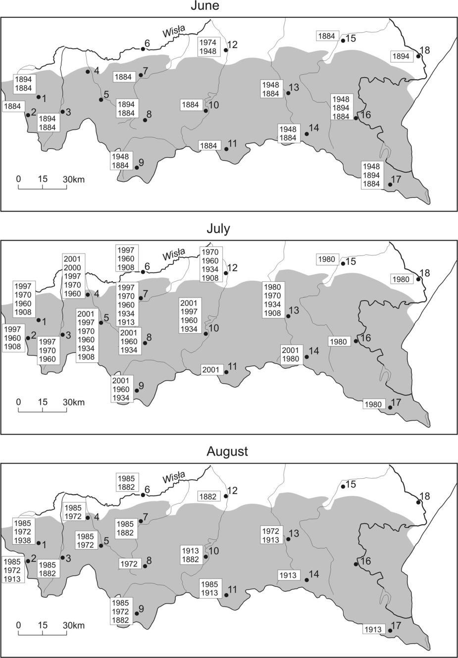 AHP months in summer Conclusions: most AHP spatially limited to 1-2 stations (typically neighbouring) local conditions, as well as circulation-related factors, influenced their occurrence May -