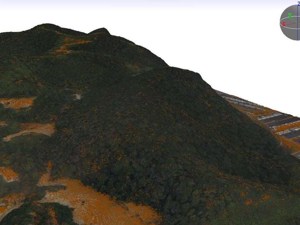 Classified Point Clouds as Ground over Terrain Shaded Relief of very
