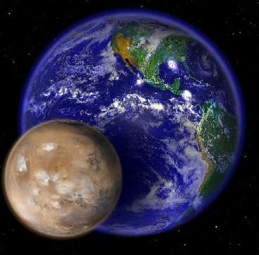 Mars ½ diameter of Earth 1½ times farther from sun Thin CO2 atmosphere Average temp = -70 F Geologically complex