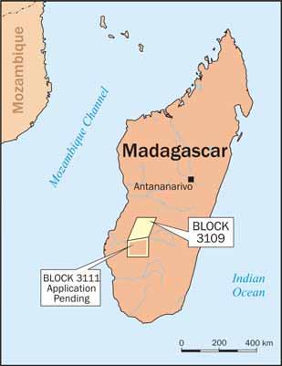 Madagascar Blocks 3109 & 3111 Ilovo Fault Bemolonga Tar Sands Tsimororo Heavy oil Manandaza Light
