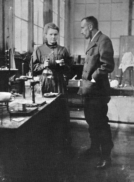Curies Marie and Pierre Curie discovered that the radiation emitted from material depended