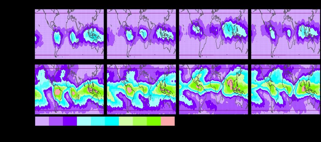 MLS convective influence climatology (48 hours) 13 The maps that follow show seasonal climatology (2007 2012) of convective influence using a 1.