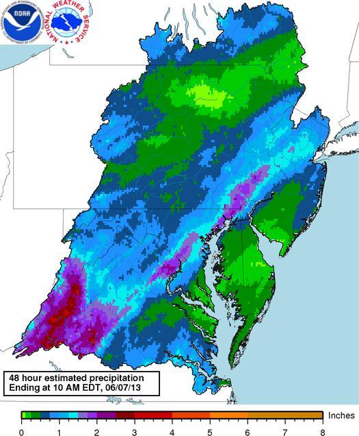Rain on the ground in the past 48 hours This is the total amount of rainfall we ve