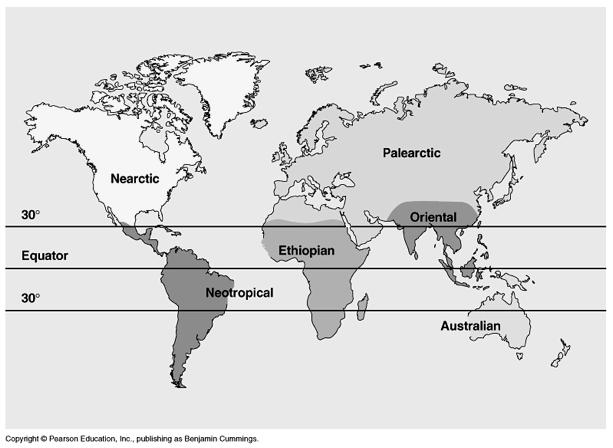 Biogeography Regions defined by species assemblages Dispersal (range/tolerance/adaptations), and survivability account for geographical ranges of species Geology and geographical barriers play a key