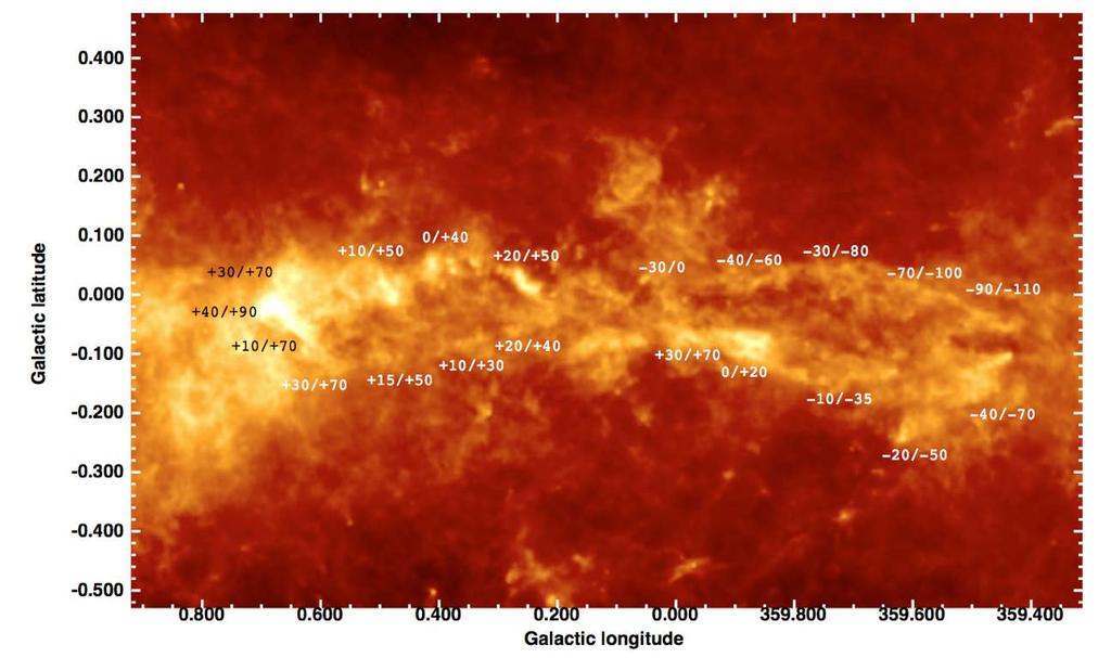 Star formation in the Galactic Centre region Herschel Spire 250 um