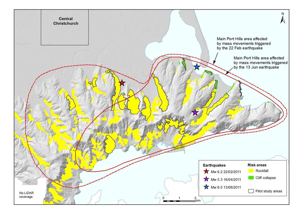 Figure 1: Location map showing areas affected by rockfall.