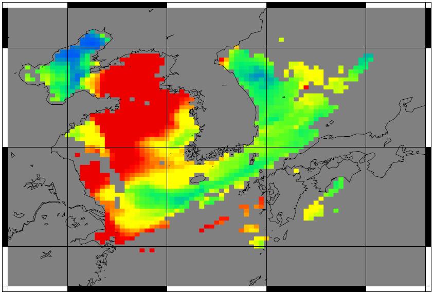 estimated from Terra/MODIS data (corresponding to Himawari/AHI channels) using a