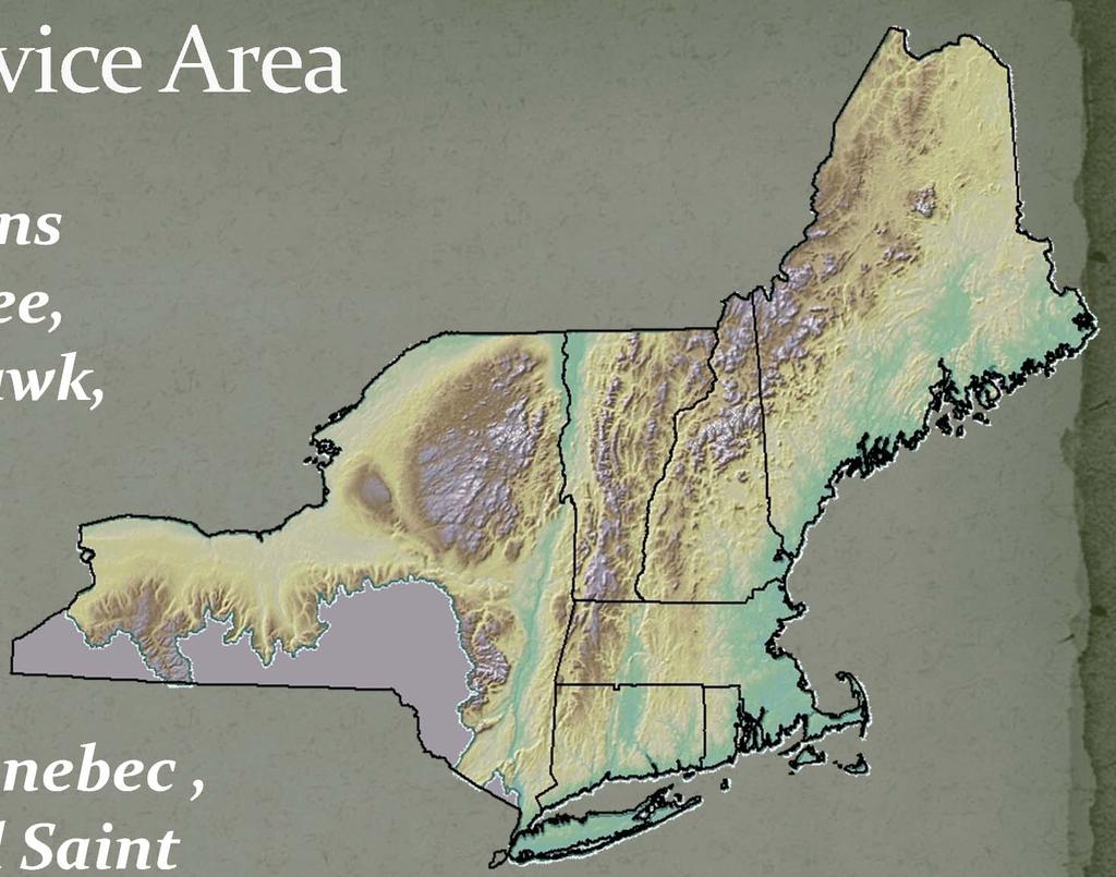 Major river basins include Genesee, Hudson, Mohawk, Housatonic, Connecticut, Merrimack, Blackstone, Pawtuxet, Kennebec, Penobscot and
