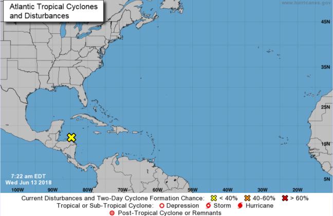 America and the Yucatan Peninsula during the next couple of days with no development