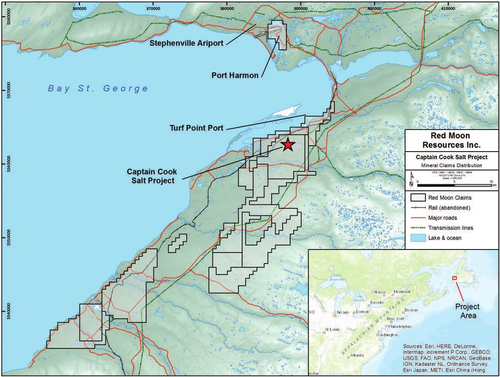 RED MOON RESOURCES INC. Captain Cook Salt Project A Significant Salt Resource in Western Newfoundland Excellent Access to Infrastructure - Two deepwater ports as close as 5.