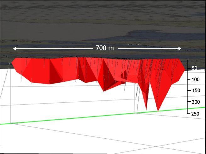 Preliminary 3D model of the Main zone looking northwest.
