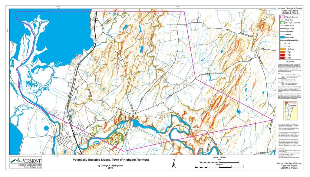Town Map and reports for planning and prioritizing mitigation Some causes of landslides: Saturation of soil, Stream erosion causing over-steepening of banks,