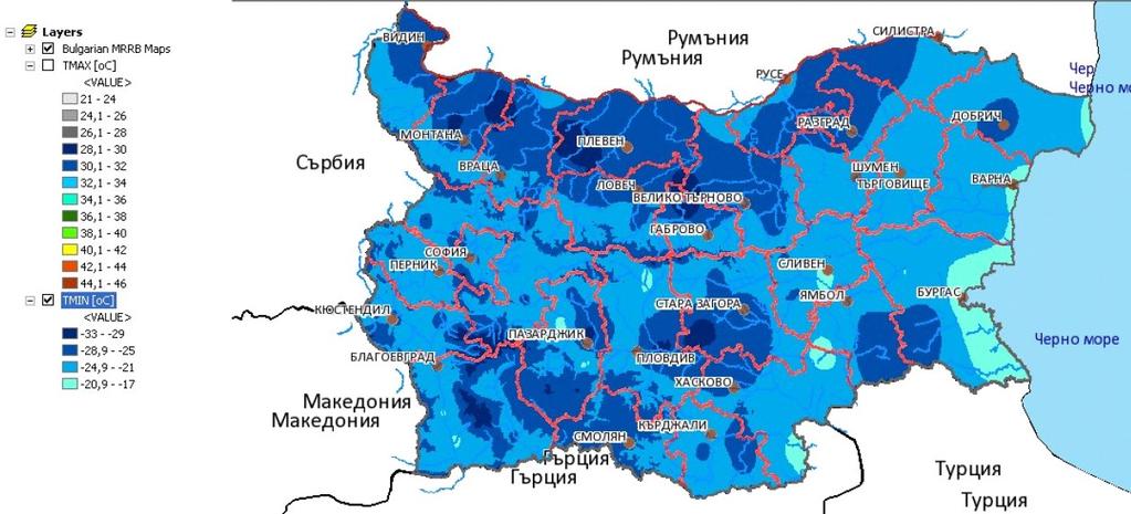 EN 1991-1-5 Thermal actions elaboration of the maps for Bulgaria Map of
